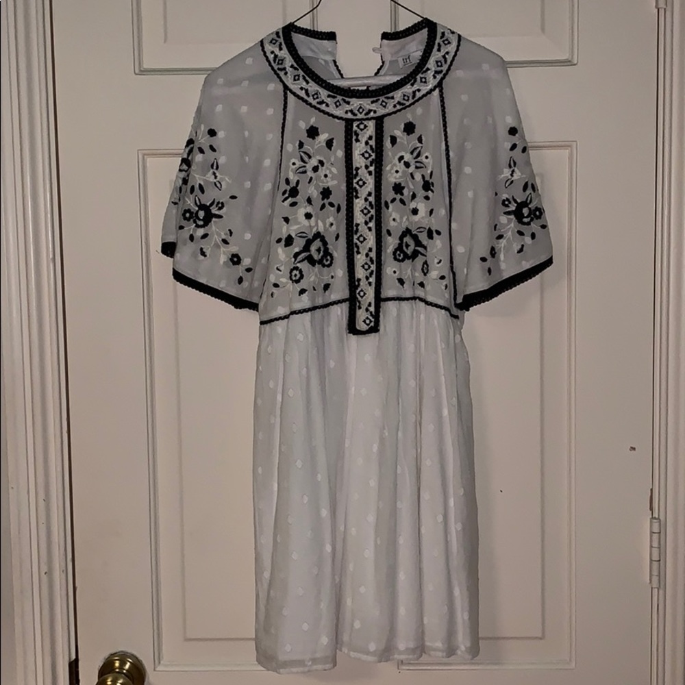 Zara floral black and white mini dress